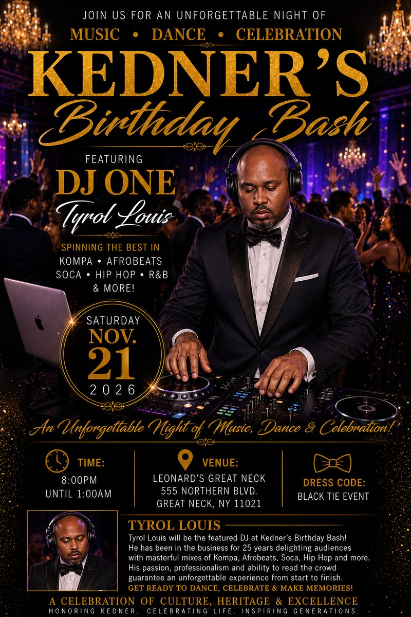 Tyrol Louis — Featured DJ (event flyer).