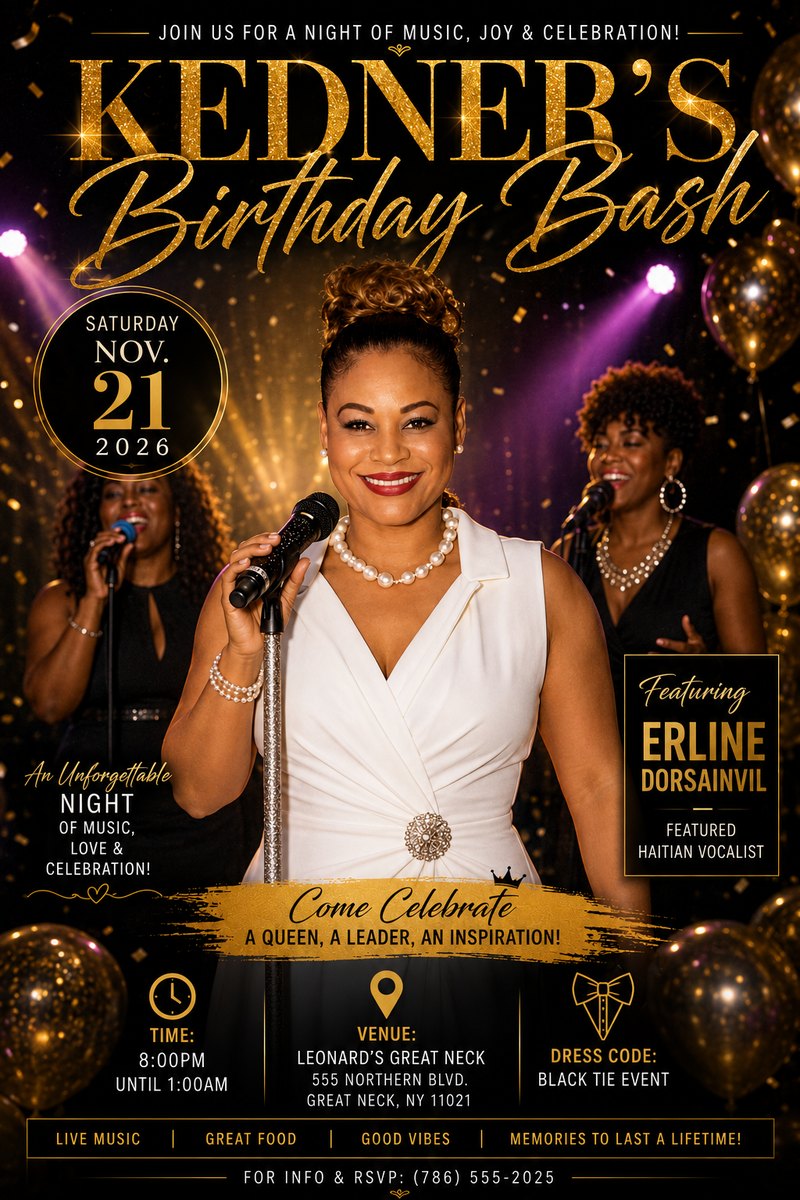 Erline Dorsainvil — Featured Haitian Vocalist (event flyer).